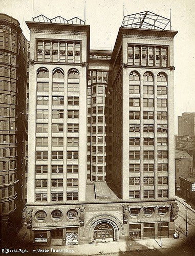single all original bower-barff finish ornamental cast iron louis h. sullivan-designed union trust building office door backplate or escutcheon with opening for cylinder lock