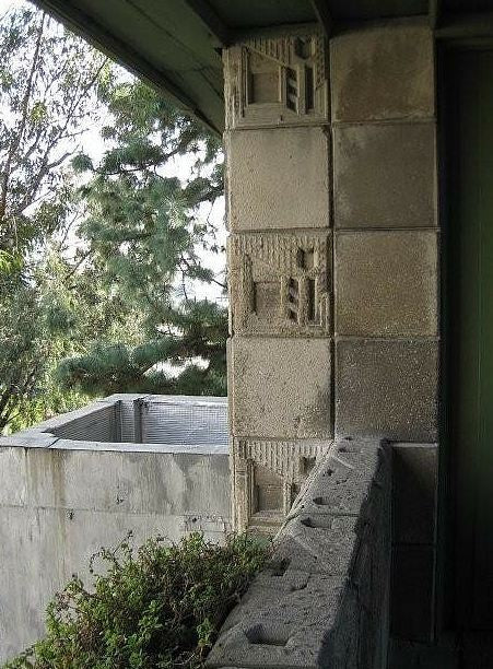 original c. 1924 hollywood hills samuel and harriet freeman house geometric textile block salvaged from the exterior facade during extensive renovations
