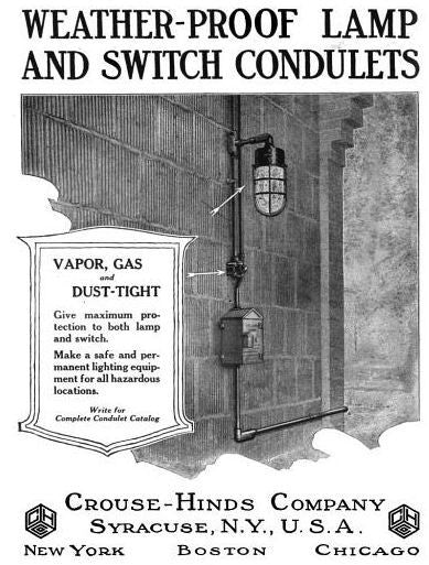 original late 1940's american industrial munitions factory "explosion proof" flush mount galvanized steel wall sconce with ruby red glass bulb guard