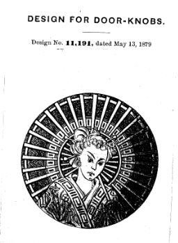 rare 19th century anglo-japanese style entrance size cast bronze residential geisha girl figural doorknob