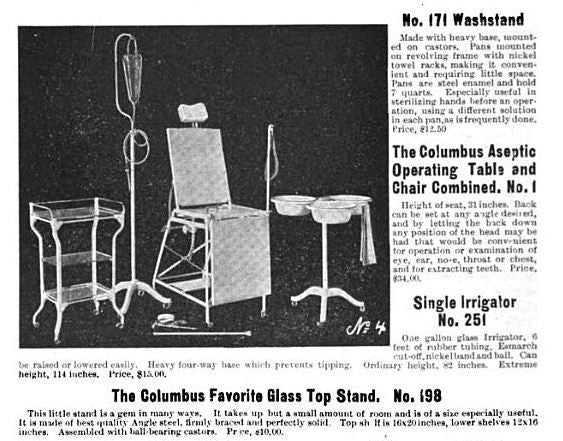 hard to find original early american medical hospital operating room double basin wash stand with original three-legged base