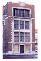 original remarkably well-executed and strongly geometrically designed single "wrightesque" prairie school leaded glass residential cabinet door