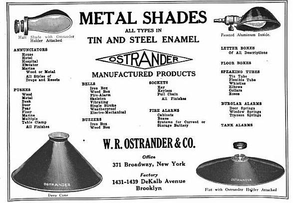 original c. 1910-20 american antique industrial conical-shaped "ostrander" dark green enameled folded tin metal machine shop pendant light shade