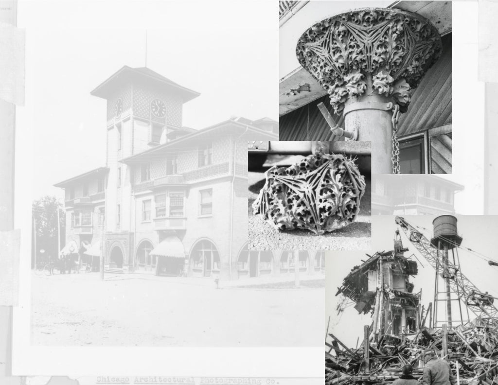 louis sullivan-designed 1892-93 salvaged chicago exterior victoria hotel ornamental staff leaf fragment