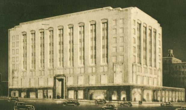 exceptional original american depression era art deco machine age interior michigan square building flush mount elevator cab or car grille