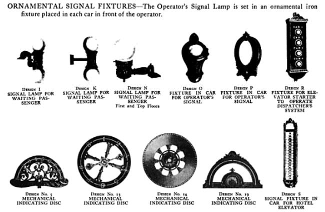 original c. 1899 copper-plated cast iron cable building interior lobby elevator "down" signal lantern with acanthus leaf motif