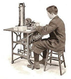 c. 1930's american industrial repurposed heavy duty office addressograph cast iron machine base with small weathered wood tabletop