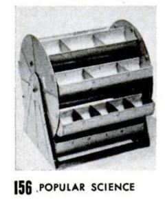 completely intact and fully functional american vintage industrial rotatable workbench "ferris wheel" small parts tray caddy with factory green enameled finish