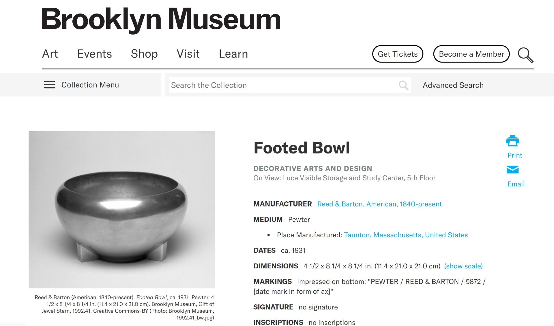 museum-quality american art deco style original 1931 reed and barton footed pewter bowl