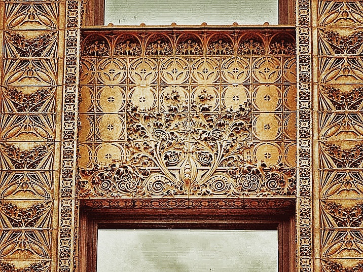 louis h. sullivan-designed wainwright commercial office or entry door cast bronze monogrammed doorknob with beaded border