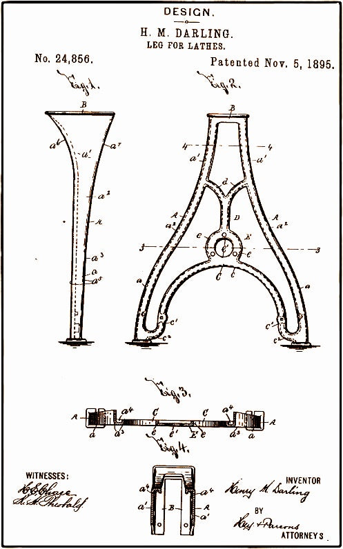 matching set of early 20th century refinished ornamental cast iron antique american industrial "star" foot-powered lathe machine bases or "standards" with patented design