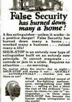 late 1920's original and intact ruby red enameled "automatic fireman on the wall" interior residential hanging fire grenade