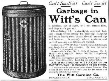 lightly cleaned and sealed american industrial "doc jones" reinforced ribbed steel factory trash can later used as a bird seed barrel for a local veterinarian clinic