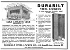 rare early 20th century brushed metal "durabilt" diminutive factory locker with louvered door and slide handle