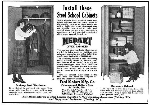 c. 1918 original oversized "steelbilt" bright blue enameled heavy gauge steel factory office cabinet or wardrobe with double hinged doors