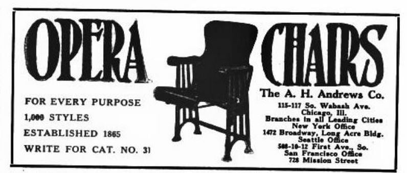 original and largely intact antique american freestanding interconnected four-seat chicago theater folding chair section with heavily ornamented cast iron backrests