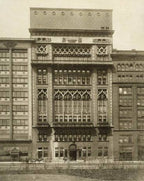 rare early 20th century original single-sided heavy die cut brass chicago athletic club building "lavatory" sign with fanciful engraved letters