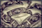 group of four all original and highly sought after original 19th century antique american ornamental cast iron "all seeing eye" bin or drawer pulls
