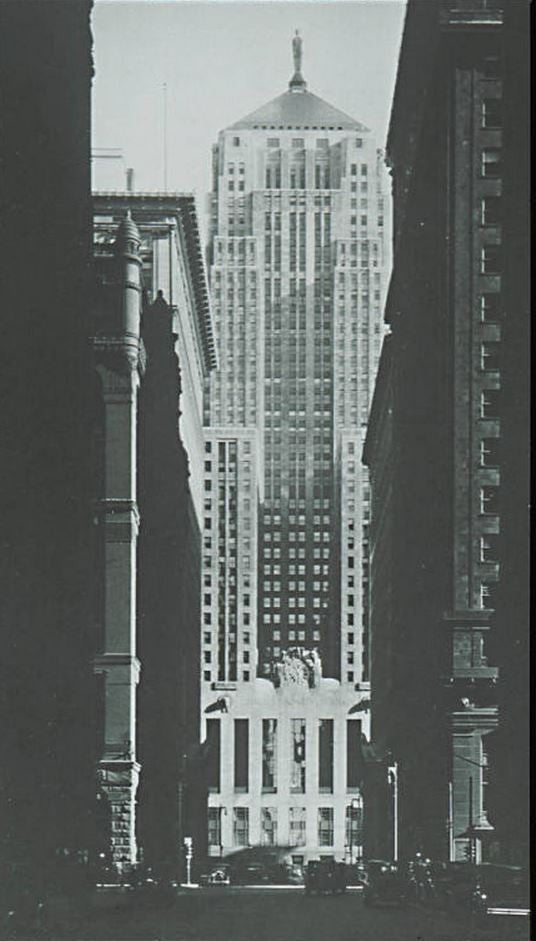 super streamlined style original chicago board of trade building interior office door nickel-plated bronze hardware consisting of concentric ring doorknob and rectangular-shaped backplate