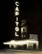 original 1929 spanish revival style ornamental wrought iron capitol theater building entrance door push bar