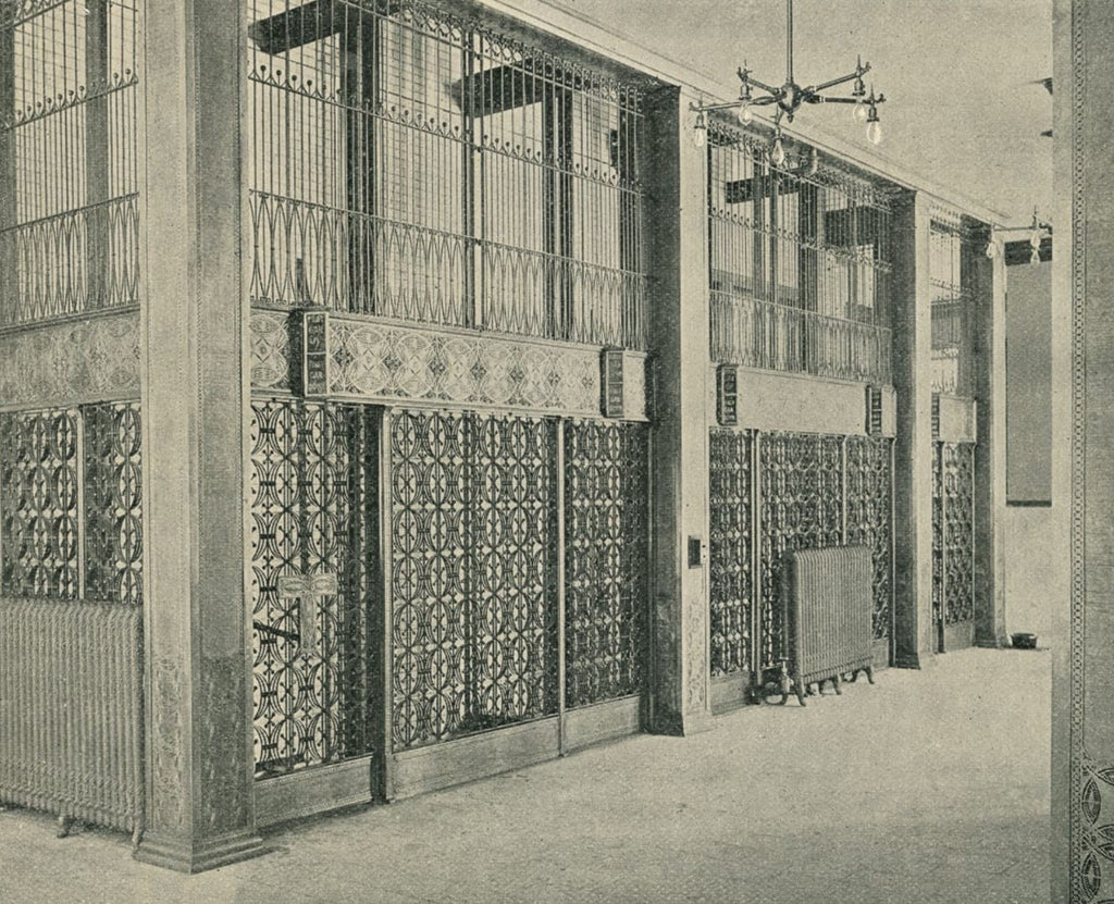 louis h. sullivan-designed copper-plated ornamental cast iron chicago stock exchange building elevator pilaster panel fragment