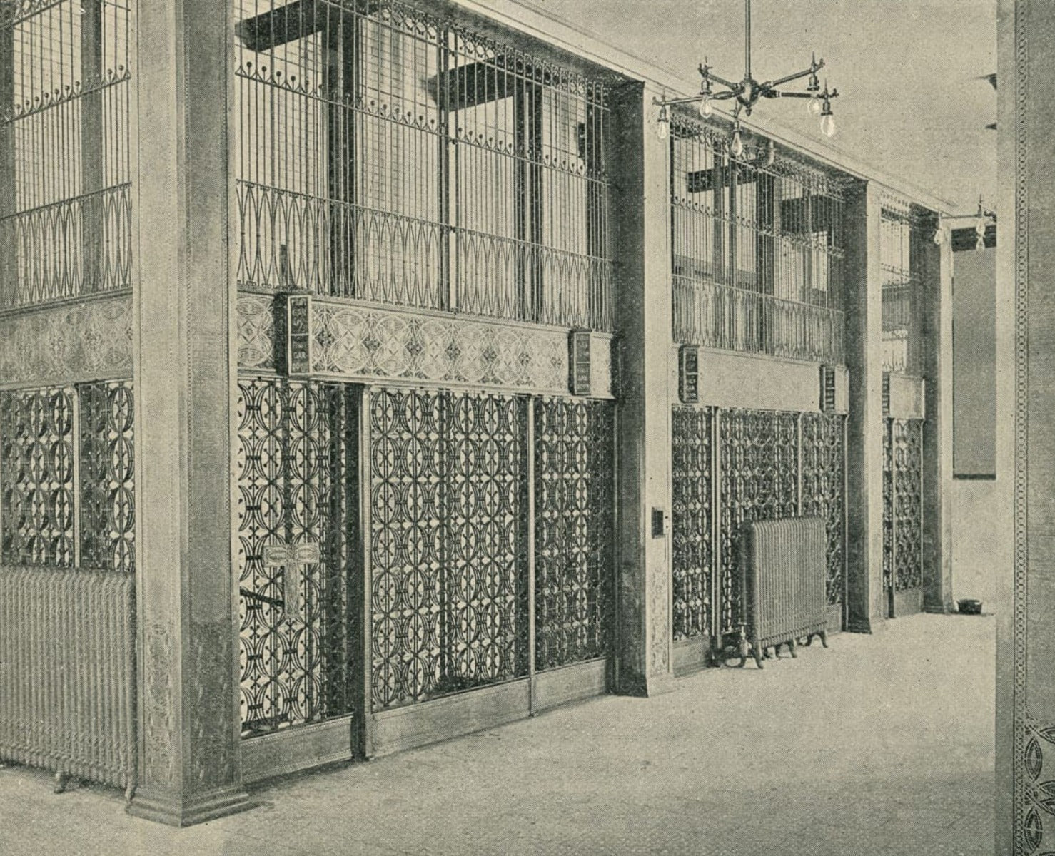 louis h. sullivan-designed copper-plated ornamental cast iron chicago stock exchange building elevator pilaster panel fragment