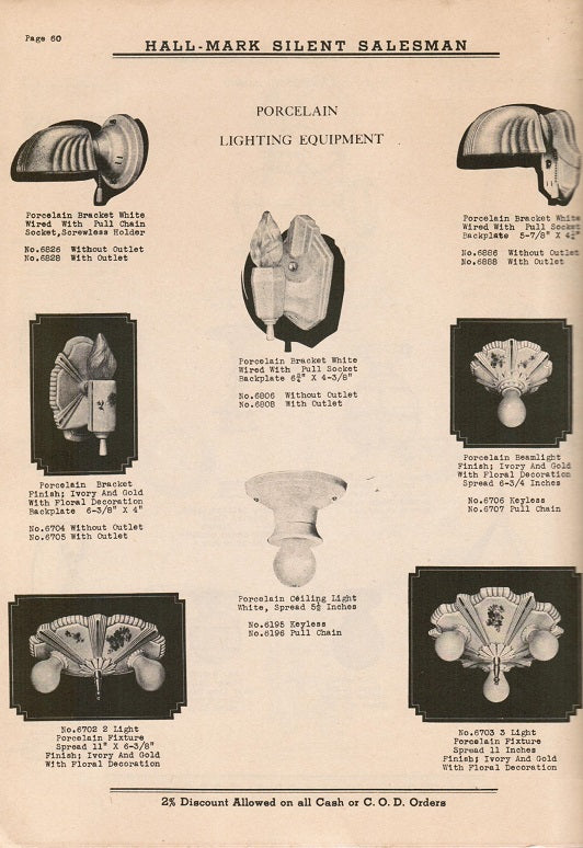original c. 1930's american depression-era hall-mark electrical sales company "commercial and residential lighting fixtures catalog no. 36"