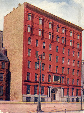 elegantly designed late 19th century ywca building exterior glazed terra cotta entrance surround frieze panel with salmon-colored finish