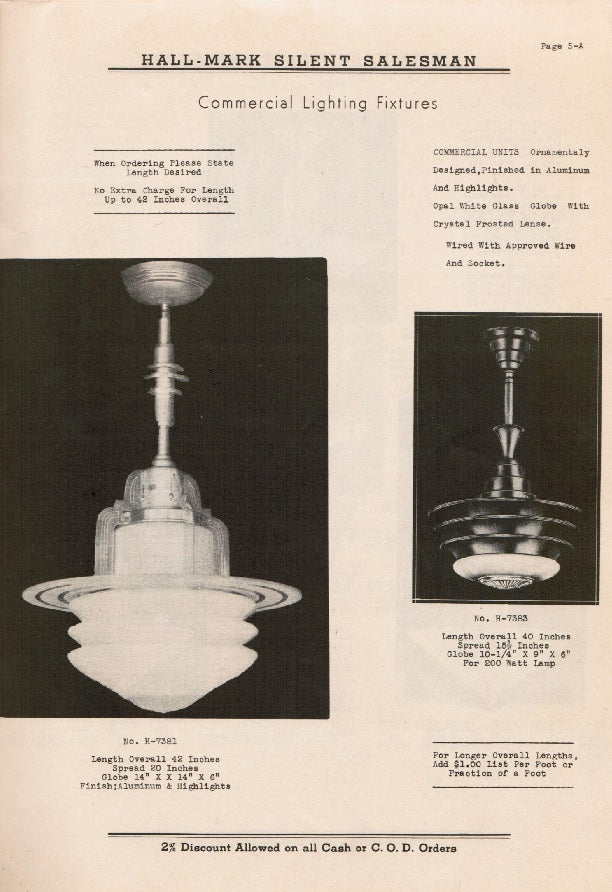 original c. 1930's american depression-era hall-mark electrical sales company "commercial and residential lighting fixtures catalog no. 36"