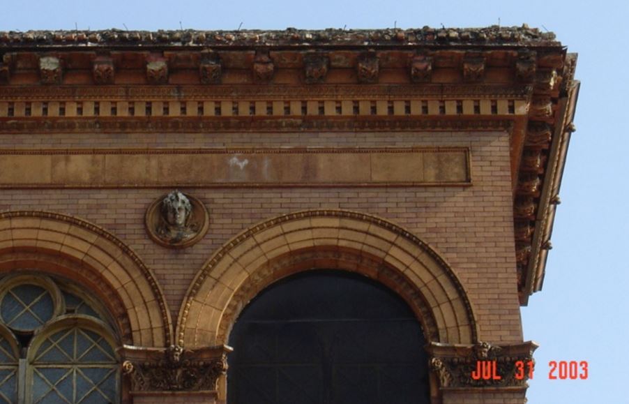 exceptional northwestern ornamental terra cotta st. boniface school cornice stringercourse panel with a egg & dart design motif