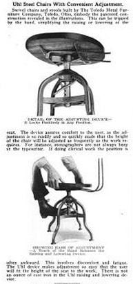 late 1930's vintage american industrial "uhl art steel" fully adjustable toledo factory office chair or stool with original seat and backrest